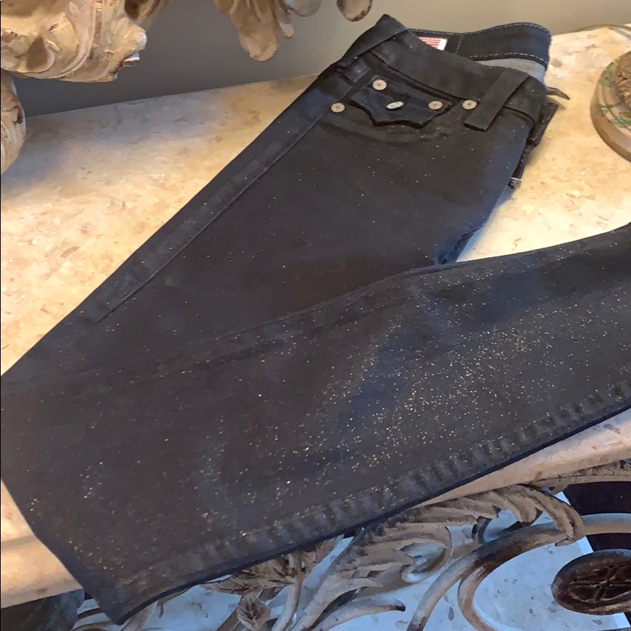 Gorgeous True Religion Black Jeans With Gold